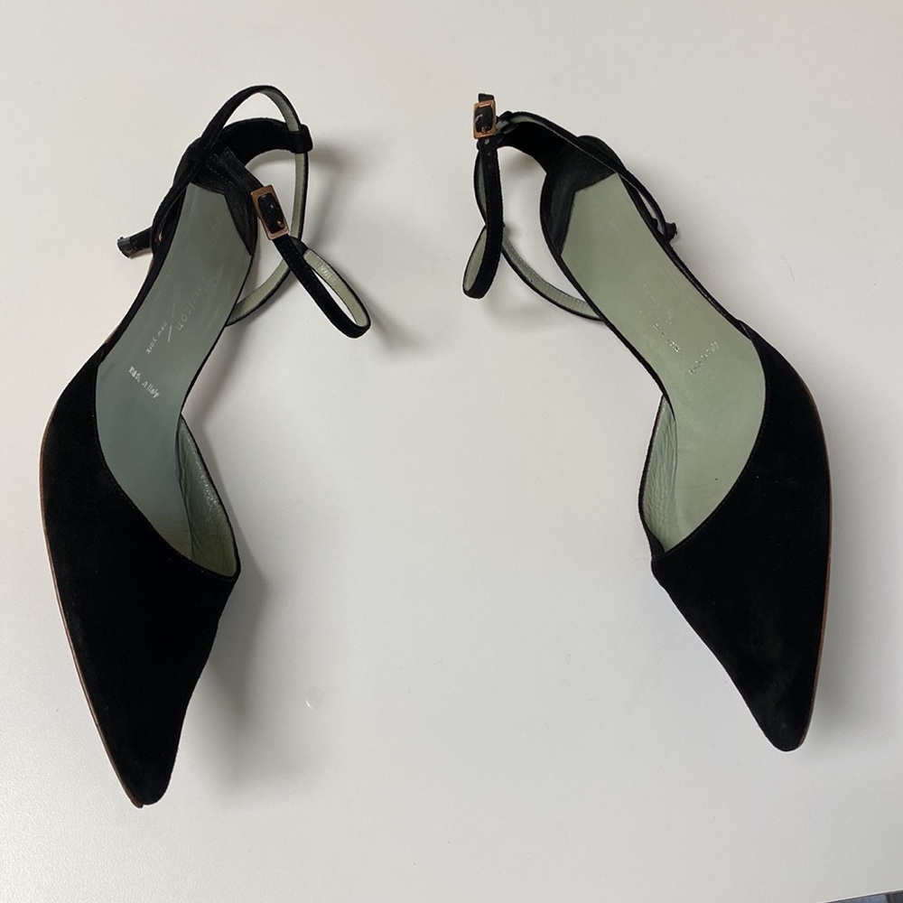 Sigerson Morrison Black Suede and Leather Kitten Heel Shoes - Picture 3 of 9